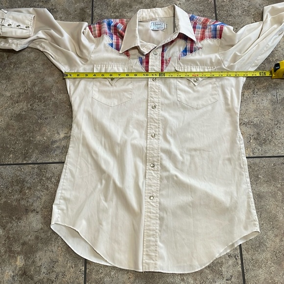 H BAR C 70’s - 80’s Vintage California Ranchwear Mens Pearl Snap Down Medium - Picture 9 of 11